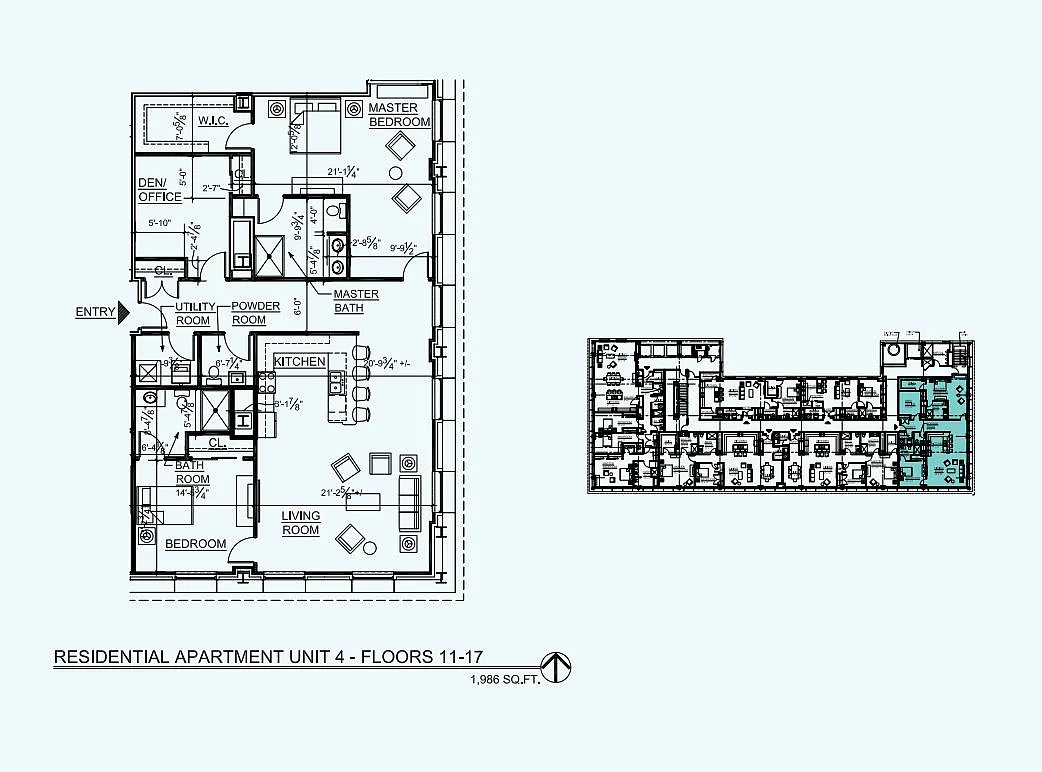 Floor plan Unit 4 - Floors 11-17