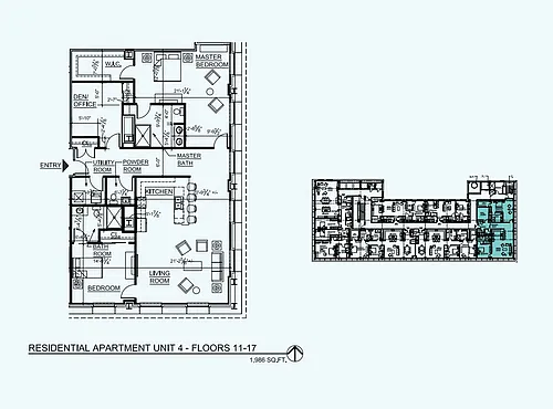 Floor plan Unit 4 - Floors 11-17