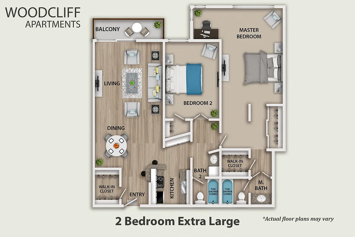Floor plan 2 bedroom Extra Large