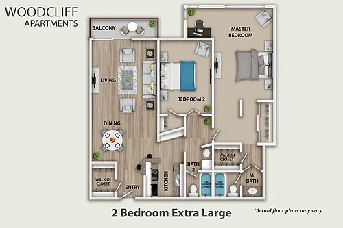 Floor plan 2 bedroom Extra Large