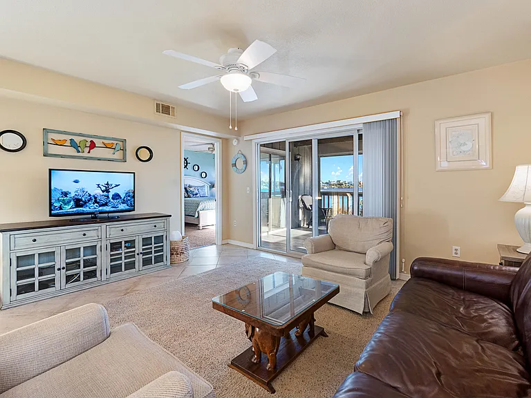 Enjoy your favorite show on the flat-screen TV while you relax and unwind on the comfortable leather couch or in the rocking glider chairs. The TV has over 200+ free channels, or you can log in to your personal streaming services. WIFI is included.