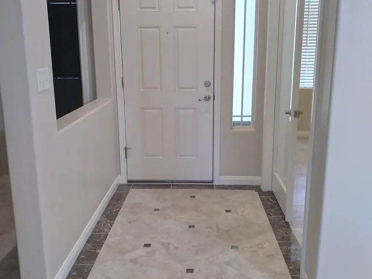 entry floor, custom set tile.