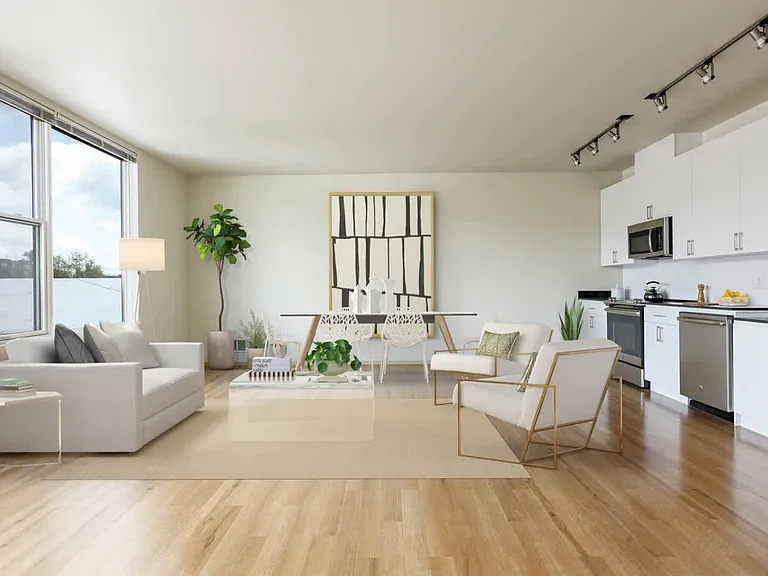 Kitchen and Living Room with Hard Surface Flooring
