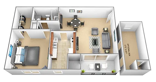 Floor plan 1 Bed 1 Bath