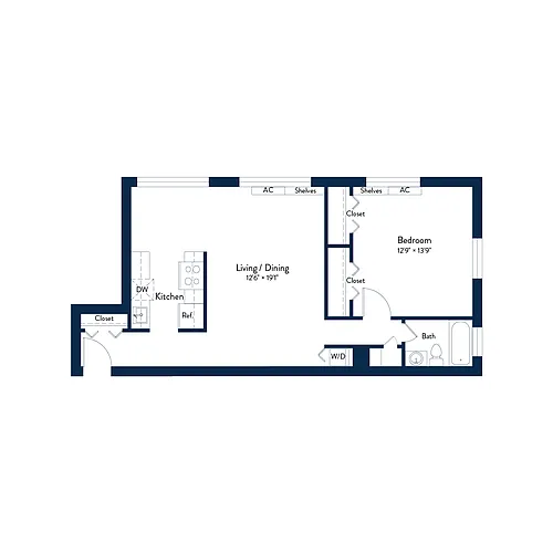 Floor plan 1 Bedroom B