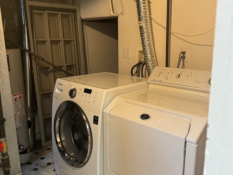 Laundry and extra storage are included in the apartment