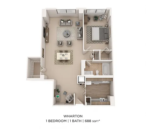 Floor plan One Bedroom-688 sqft