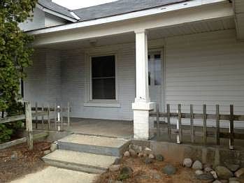 A side view of the covered porch.