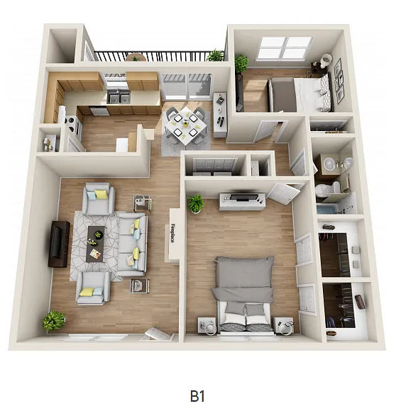 Floor plan 2 Bedroom 1 Bathroom