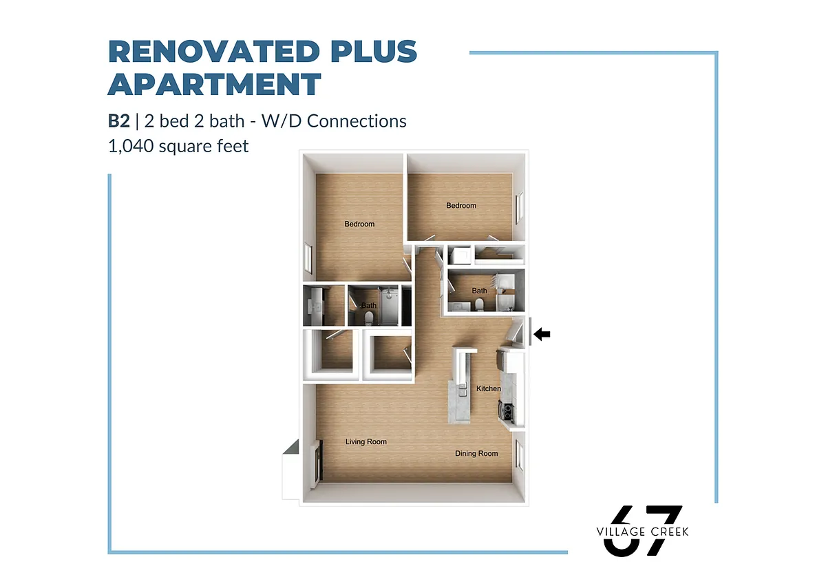 Floor plan B2 (W/D Connections) Renovated Plus