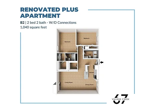 Floor plan B2 (W/D Connections) Renovated Plus