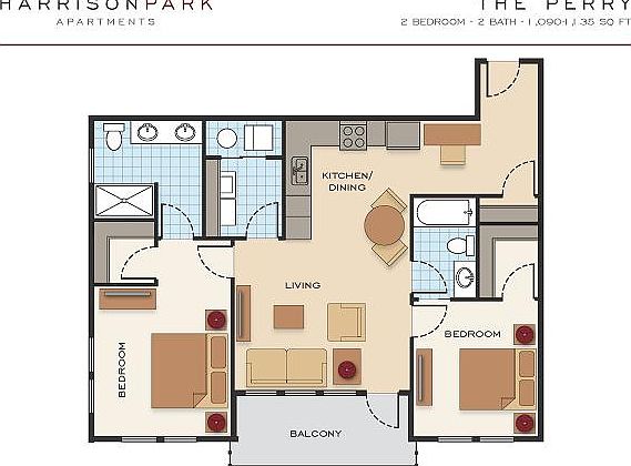 Floor Plan 1091 sqft