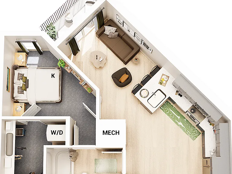 3D Floorplan - Unit A1B_Scheme B 3D Floorplan - Unit A1B_Scheme B