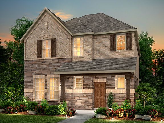 The Shadygrove, with covered front patio and 2-car rear-entry garage, shown as Exterior D