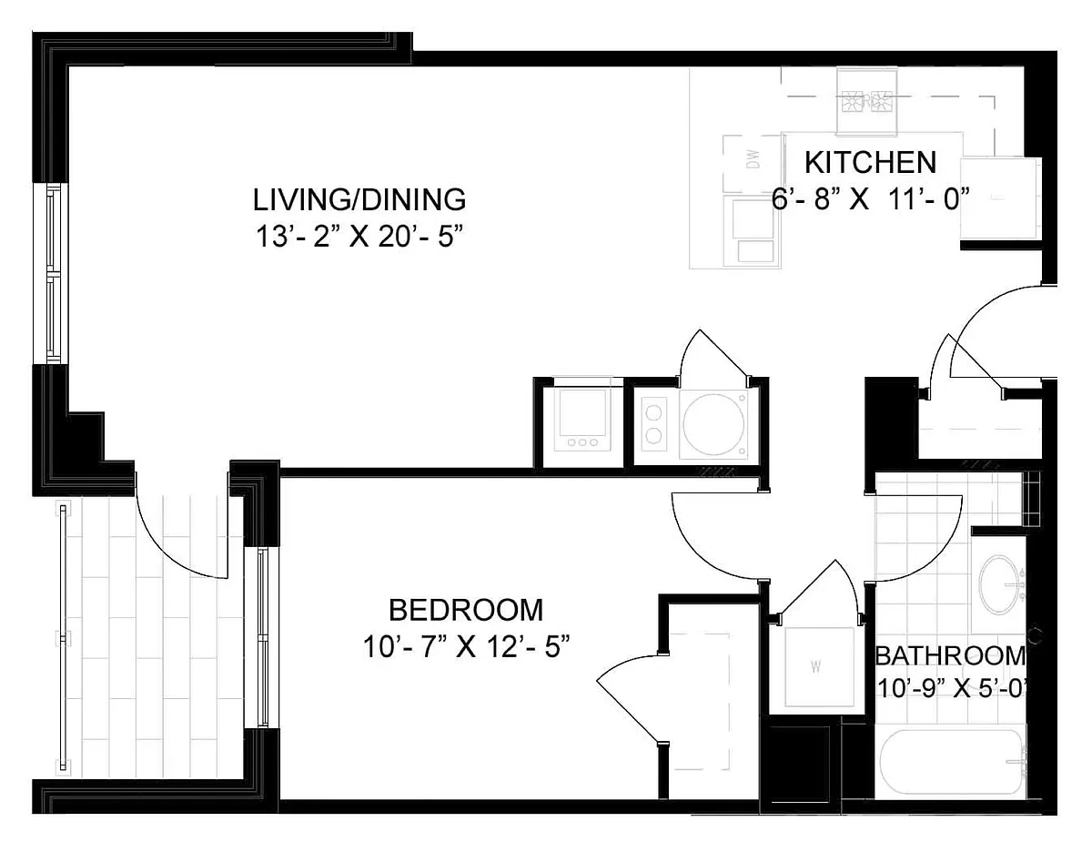 Floor plan 1 Bed/1 Bath-A08