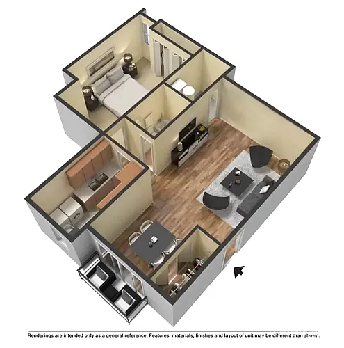 Floor plan 1 Bed, 1 Bath