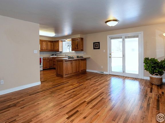 Kitchen opens to huge dining area.