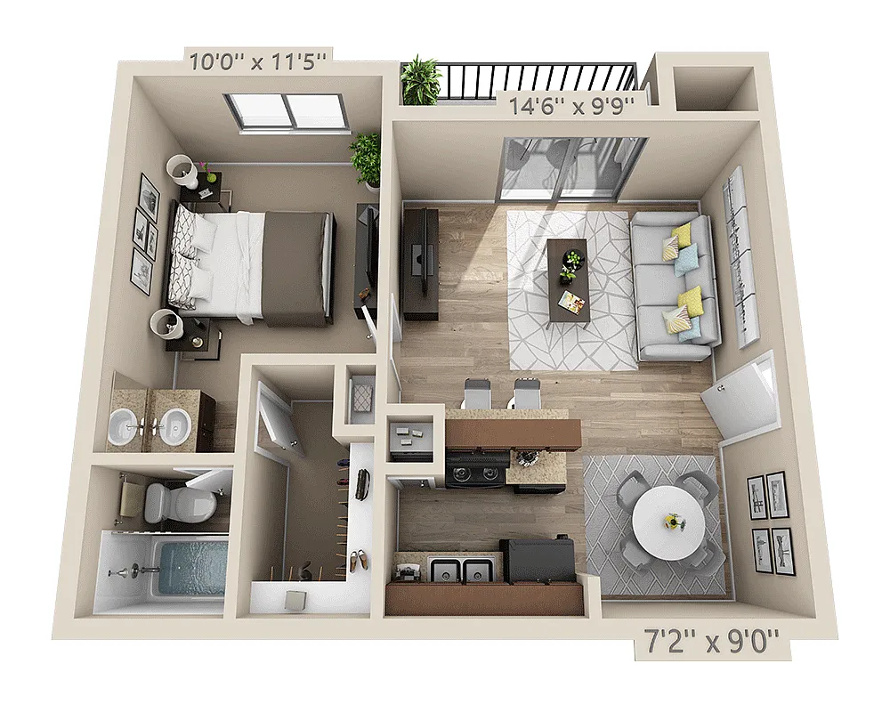 Floor plan One Bedroom A1ACT