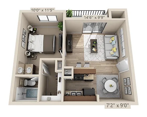 Floor plan One Bedroom A1ACT