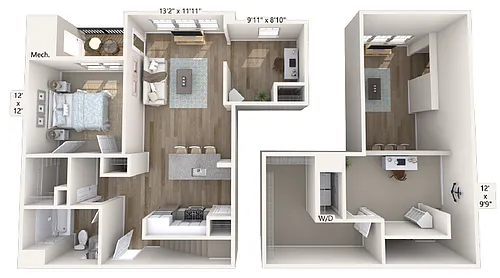 Floor plan A12DL-7305-1232-sqft