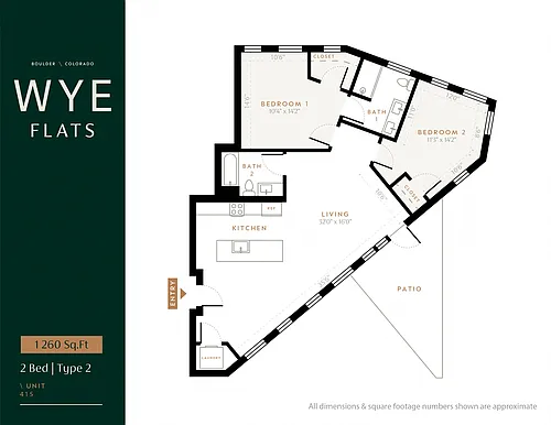 Floor plan 2 Bed 2 Bath - Type 2