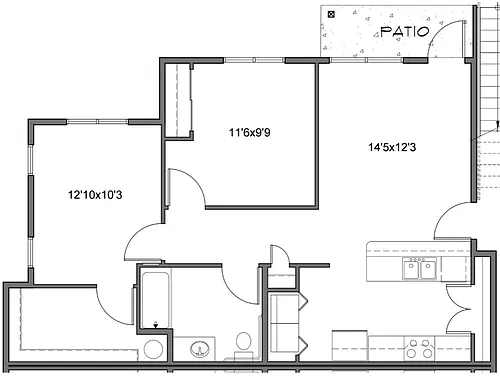 Floor plan 2 Bed 1 Bath F - Ash Creek