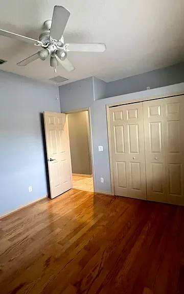 Bedroom #2 (power above closet), included closet organizer, hardwood floors, ceiling fan with light kit, *blinds on windows (*for convenience only).