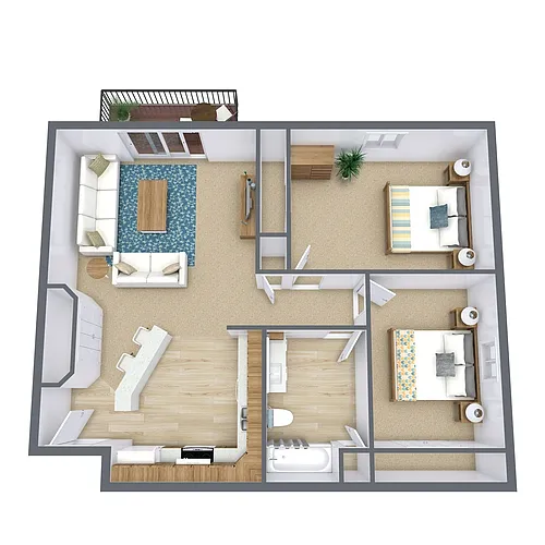 Floor plan Two Bedroom 21A