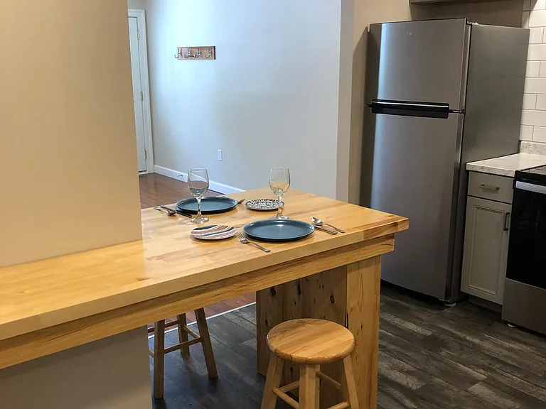Eating area and extended counter.
