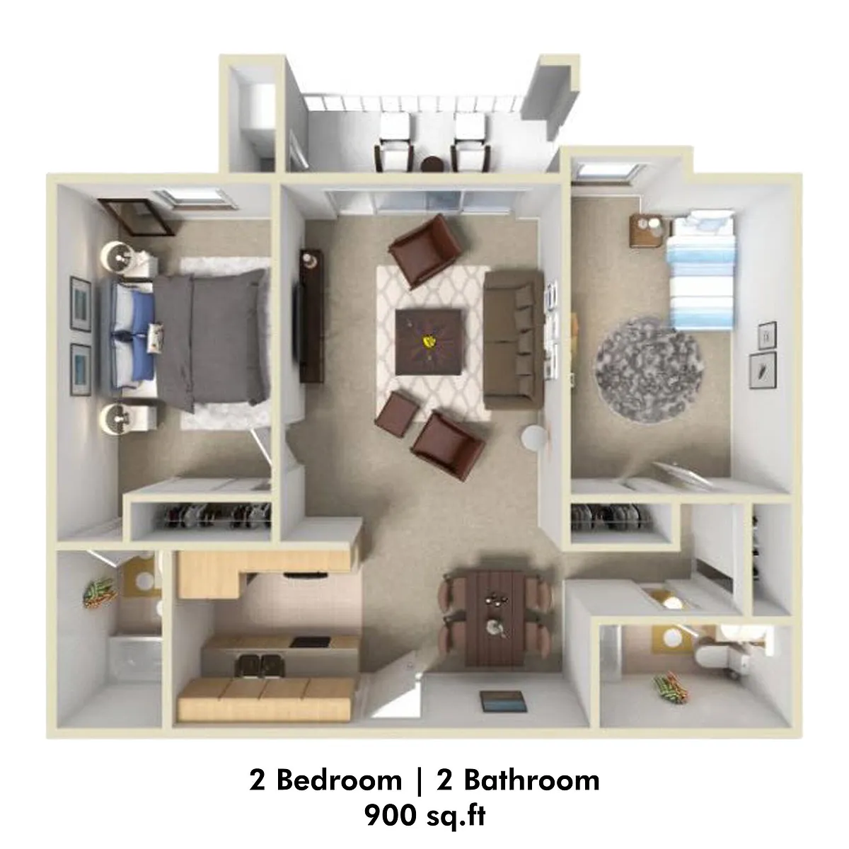 Floor plan 2/2 - 900 sq/ft