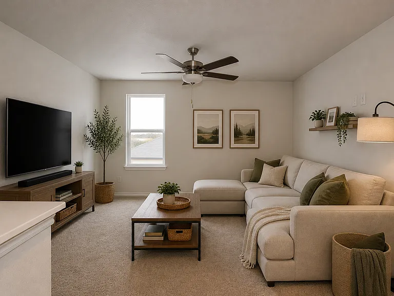 Loft/ game room, staged with AI