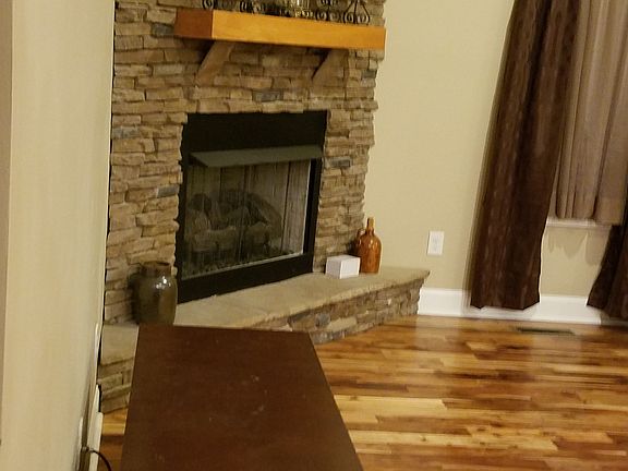 Stone, gas fireplace