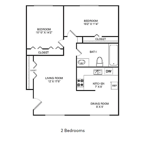 Floor plan 2BD 1BATH LG