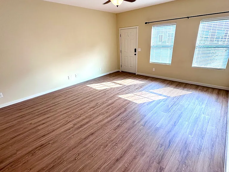 New plank flooring in the living room.