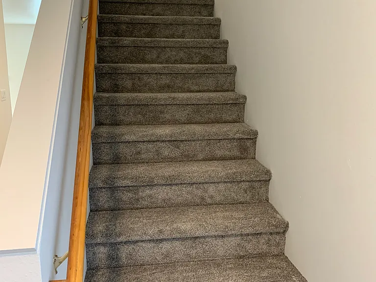 Stairs to bedrooms and bathrooms. New carpet.