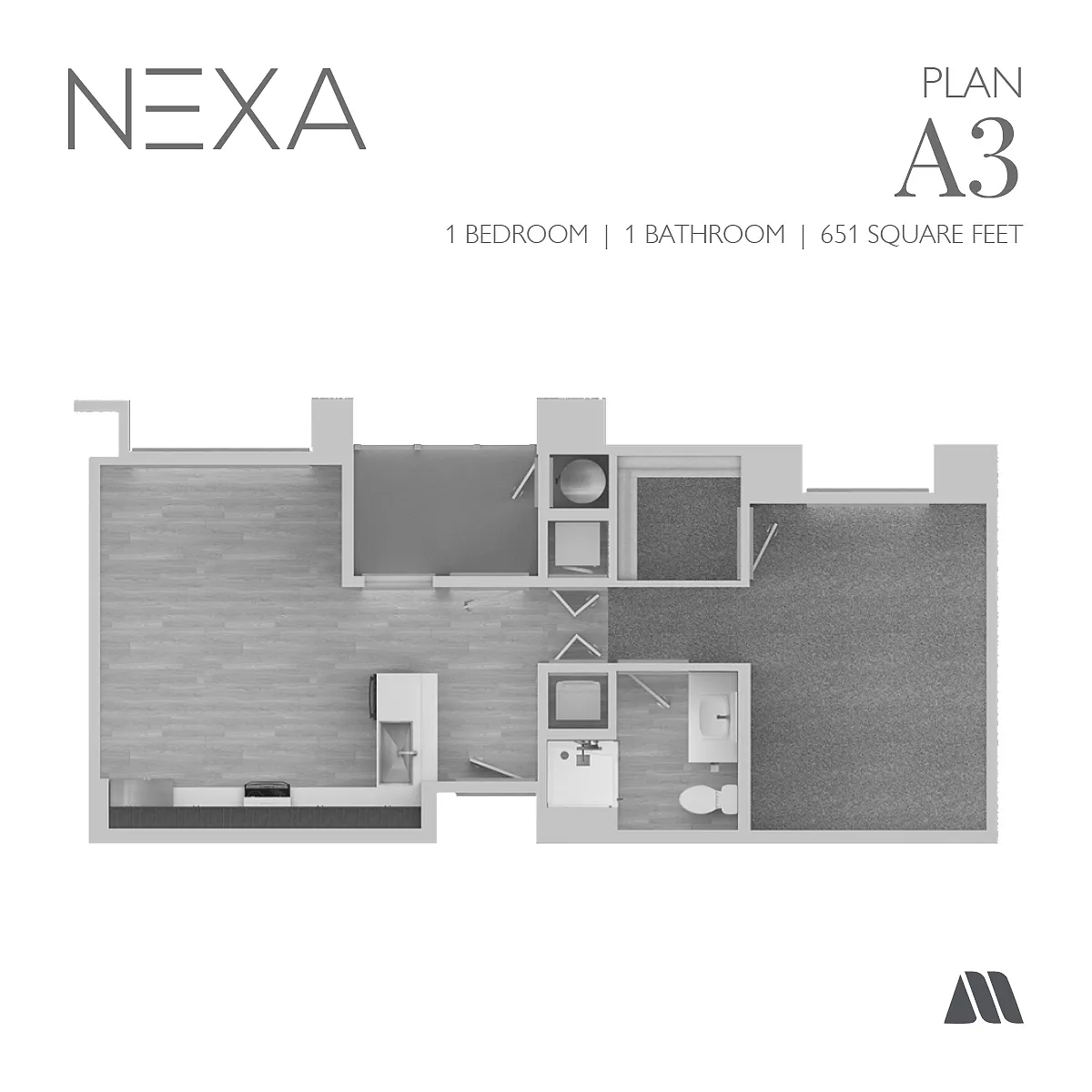 Floor plan 1 Bed/1 Bath