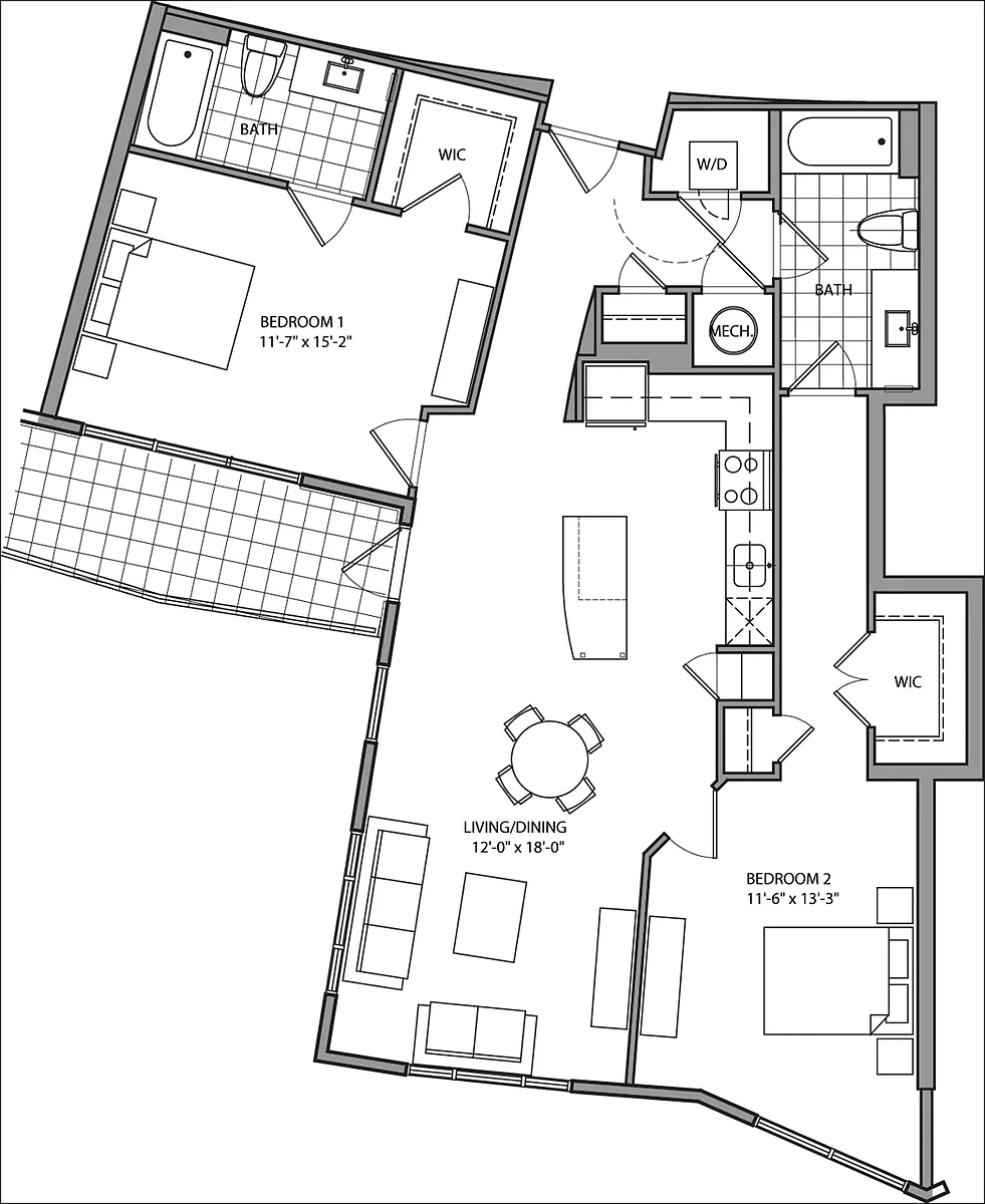 Floor plan 2 Bdrm J C10a