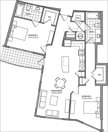 Floor plan 2 Bdrm J C10a