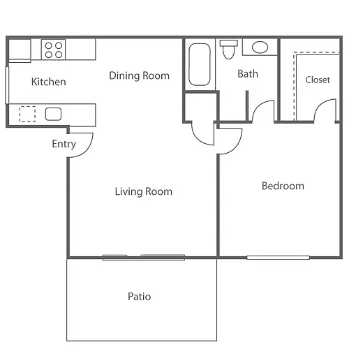 Floor plan 1 Bed/1 Bath