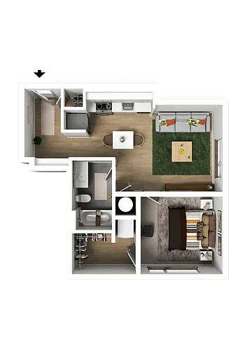 Floor plan 1 Bedroom Type F