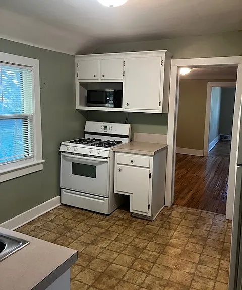 kitchen into dining and living room