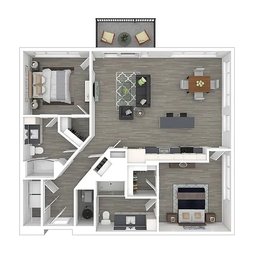 Floor plan 2B1 Bal