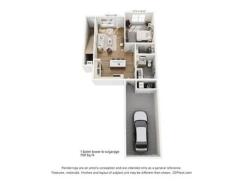 Floor plan 1 Bedroom B2