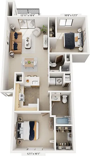 Floor plan Two Bedroom - Two Bath
