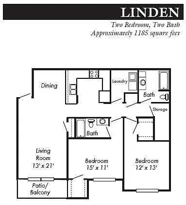 Floor plan 2 Bed 2 Bath Linden