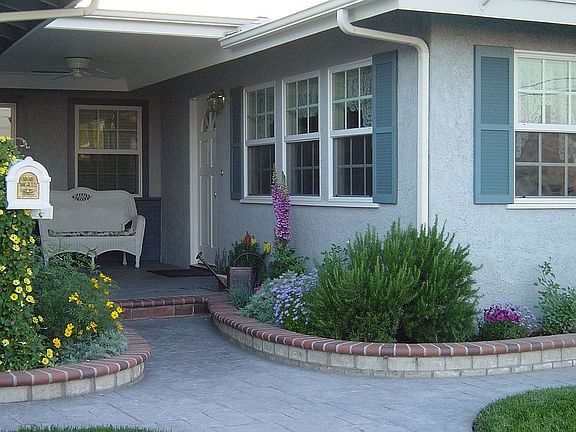Walkway to covered porch