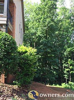 view to private wooded back yard with creek