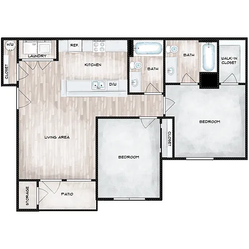 Floor plan 2 Bed 2 Bath