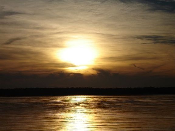 Sunset over lake, directly across from the house
