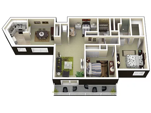 Floor plan 2 Bedroom w/ Den